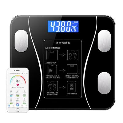 China Digital Fat Scale Body Health APP BMI BMI Bathroom Scale Electronic Weighing Scale Black for sale