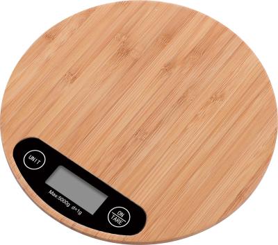 China Weigh Food Kitchen Bamboo Scale Digital Measuring Bamboo Accessories Baking Equipment LCD Display for sale