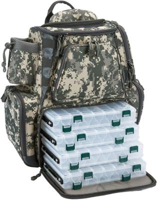 China Large Capacity FREE SAMPLE Fishing Tackle Backpack With 4 Trays Large Waterproof Tackle Bag Storage for sale