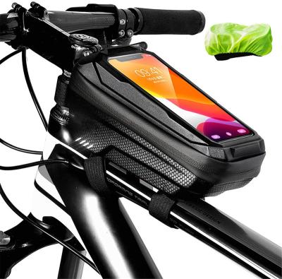 China FREE SAMPLE Large Capacity Bike Frame Bag with Phone Holder, Waterproof Bicycle Phone Mount Bag, Bike Handlebar Bag for sale