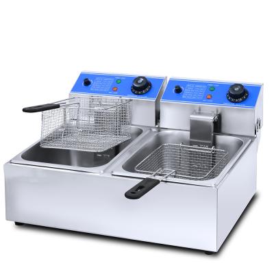 China Deep Frying Snacks Hot Sales 2-Tank 2-Basket Electric Deep Fryer HEF-82A for sale