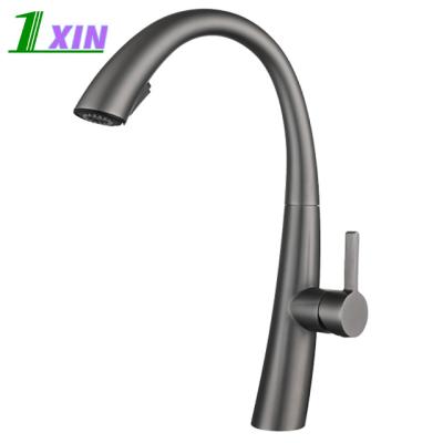 China Pull Out SUS304 Stainless Steel Pull Down 360 Rotation Water Faucet Single Handle Sink Dark Gray Creative Design Pull Out Kitchen Faucet for sale