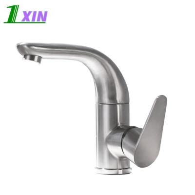 China Other Top Selling SUS304 Stainless Steel Hot Cold Single Handle Water Bathroom Basin Sink Faucet Basin Faucet Mixer for sale