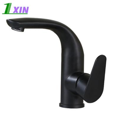 China Other Top Selling Hot Cold Single SUS304 Stainless Steel Handle Water Black Bathroom Basin Sink Faucet Basin Faucet Single Mixer for sale