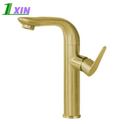 China Other Top Selling SUS304 Stainless Steel Single Handle Gold Basin Sink Faucet Basin Faucet Mixer High Water Cold Single Bathroom for sale