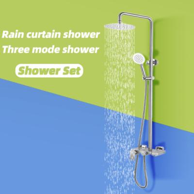 China Thermostatic Stainless Steel SUS304 Wall Mount Modern Rainfall Concealed Shower Jet System Faucet Mixer Set Bathroom Rainfall for sale