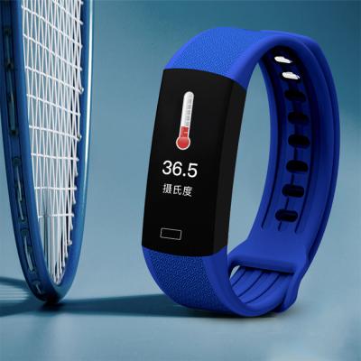 China B6W Touch Screen Rectangle Waterproof Wristband Body Temperature Monitor Sport Smart Watch Band for sale