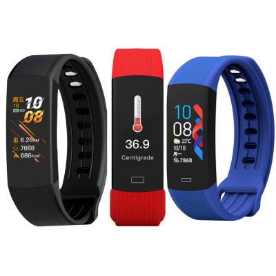 China Hot Selling Body Temperature Colorful Smart Watch Band Health Fitbit Silicone Disc Distance GPS Touch Screen Smart Band for sale