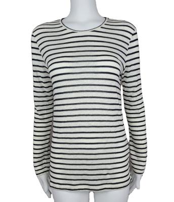 China High Quality Viable Canvas Shirt Striped T-Shirt Long Sleeves Knitted Women Tank Top Ladies Causal Top for sale