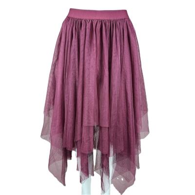 China Hot Selling Item Fashion Washable Hot Medium Length Mesh Women Ladies Asymmetric Skirts for sale