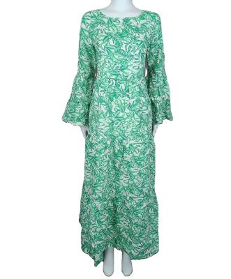 China Plus Size Design Tropical Fashion New Rocket-Sleeved Plus Size Casual Women Print Canvas Dress for sale