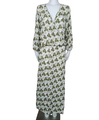 China New Arrival Women Print Washable Slimy Tropical Wrap Causal Dress Long With Elastic Waistband And Slit for sale