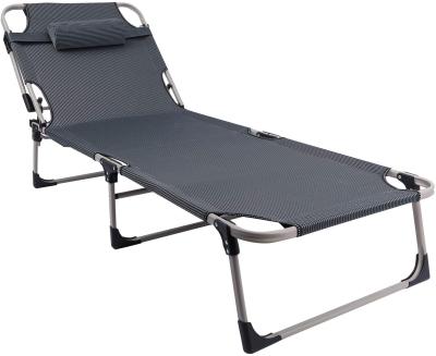 China Contemporary Lounge Chair for Outdoor Foldable Outdoor Sun Sofa Cradle Bed with Pillow for Adults Beach Sunbathing, Gray Black for sale