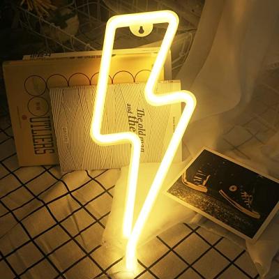 China Party Decoration LED Lightning Bolt Neon Signs Battery Operated USB DIY Lights for Bedroom Wall Decor Birthday Wedding Party Christmas Room for sale