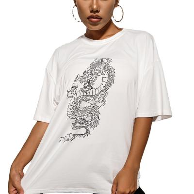 China 2022 QUICK DRY NEW Latest White Heat-transfer Printing Women's Knitted T-Shirt Women's for sale