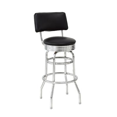 China New Indoor Metal Black Vinyl Seat Pub Restaurant Dining Bar Stools Chairs Barstool en venta