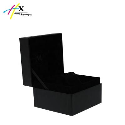 China Watch Black Cardboard Paper Watch Box Custom Logo Simple Watch Packaging Box for sale