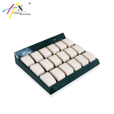 China Leather/Plastic/Acrylic MDF/PU OEM Stand Up 18 Watches Stand Up Counter Wooden Watches Display Tray for sale