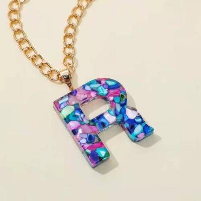 China 2021 2020 Hiphop Trendy Creative Color Personalized Letter Resin Fashion Necklace for sale