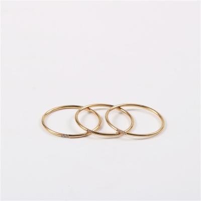 China FASHIONABLE instant thin drill diamond ring prices 14K gold stainless steel pvd plated mini rings for sale