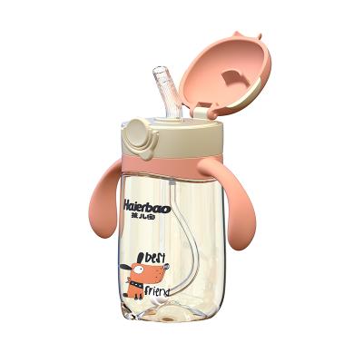 China Cartoon Animal School Kids BPA Free Sippy Water Bottle PPSU Baby Drinking Cup with Shoulder Strap and Handle for sale