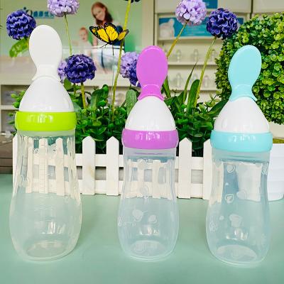 China BPA Free Baby Products Silicone Baby Food Squeeze Feeder Spoon Baby Dispensive Bottle 125ml 200ml for sale