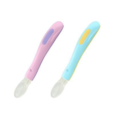 China Long Handle Silicone Baby Feeding Spoon Eco - Friendly BPA Free Soft Spoon Silicone for sale