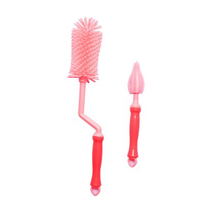 China Long Viable New Design Silicone Milk Bottle Reading Brush Multifunctional Handle BPA Free Baby Nipple Nipple Cleaning Brush for sale