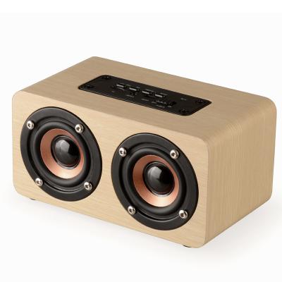 China Wireless Bluetooth 2*5W Wooden Speaker Radio Stereo Bass Wireless BT Speakers for sale