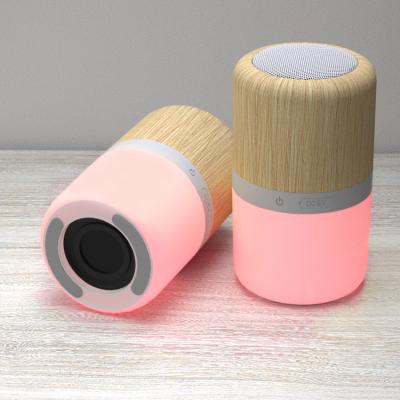 China CASUN Mini 2021 Hot Seller Colorful LED Lamp Nature Bamboo Wooden Wireless BT Speaker for sale