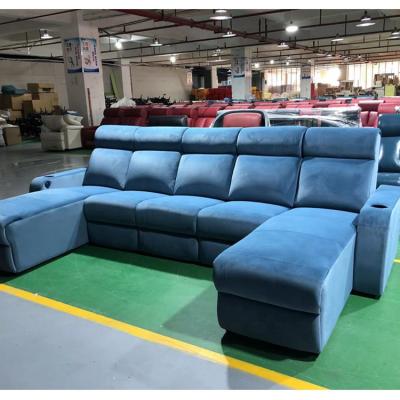 China Recliners Wholesale Price Customs Service Velvet Fabric Recliner Cinema Seating Home Theater Convertible Sofa With Power Recliners for sale