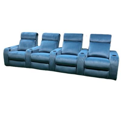 China Wholesale Recliners Velvet Fabric Recliner Home Use 4 Seater Movie Theater Sofa for sale