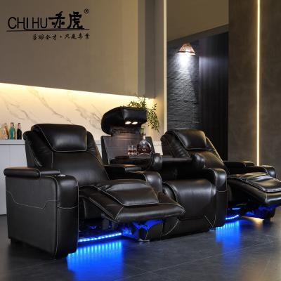 China Modern Leather Electric Cinema Seat Real Recliner Sofa Home Theater Chair Movie Room Folding Seats With Massage for sale