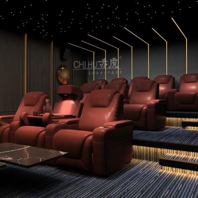 China Recliners red color special use electric recliner genuine leather cinema movie sofa sectional chair for home theater for sale