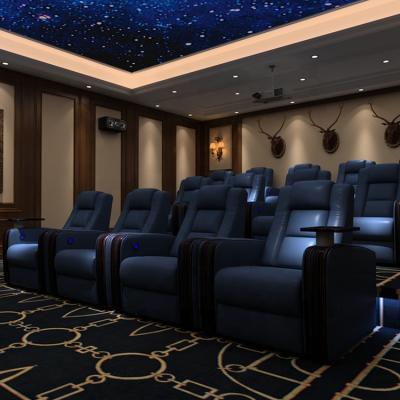 China Modern Comfortable Cinema Theater Furniture Modern Genuine Leather Power Recliner Sofa Home Theater Room Chair With USB for sale