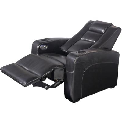 China Reclining Black Leather Home Theater Chairs VIP Big And Tall Motorized Recliner Chair Sofa For Private Property Cinema for sale