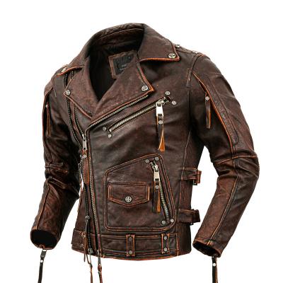 China QUICK DRY Genuine Motorcycle Racing Leather Jacket For Men Whip Leather for sale