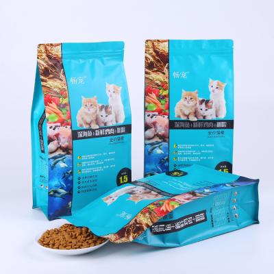 China Factory Price Moisture Proof Custom Printed Flat Bottom Kitten Cat Food Packaging Bag With Zipper Lock for sale