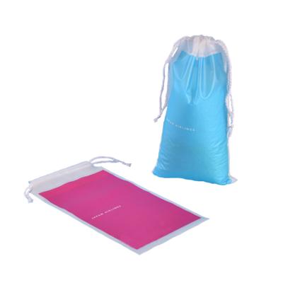 China Disposable Accept Custom Clean Logo Durable Portable Plastic LDPE Drawstring Bag Vomit Bag for sale