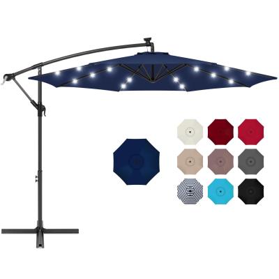 China 2021 Modern 10ft Top Gear Offset Hanging Outdoor Patio Umbrella Easy Tilt Adjustment Cantilever Patio Umbrella Parasoles Boda Baratos for sale