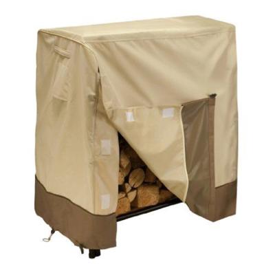 China Eco-friendly All Weather Protection Black Firewood Rack Cover Water Resistant 600D Oxford Firewood Log Cover for sale