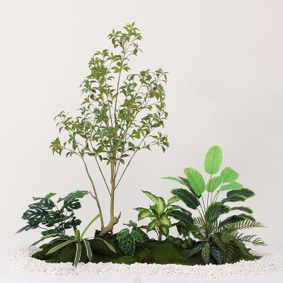 China Modern Customized Series Artificial Garden Plant Tree Flower Artificial Faux Green Big Modern Bonsai Plants Plastic Decor Potted for sale