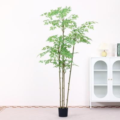 China Modern 2m High Artificial Popular Senior Quality True Hand Feel Green Nandin Trees Plant Indoor Decoration Bonsai Artificial Bamboo for sale