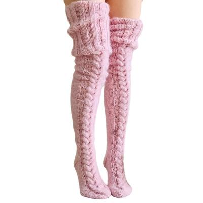 Chine hot sale winter women slouch socks leg warmers thigh high cotton thick socks over the knee knitted slouch socks for women à vendre