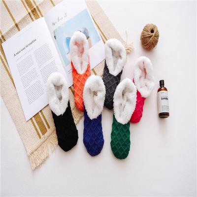 China Wholesale Lamb Cashmere Candy Color Anti-slip Fluffy Winter Floor Women Socks for sale