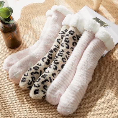 China Manufacture Adult Home Thickening Cashmere Slippers Fluffy Sleeping Carpet Winter Floor Women socks for sale