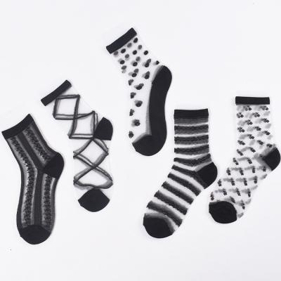 China Glass stockings black series sexy female socks transparent socks silk stockings for sale