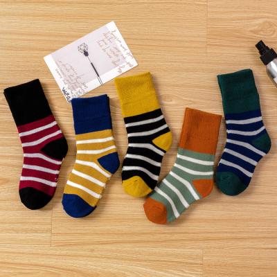 Chine 2021 new custom infant combed cotton thick wholesale bulk unisex terry stripes kids baby socks à vendre