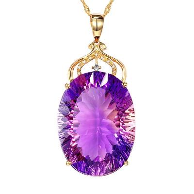 China CLASSIC Ladies Fashion Luxury Amethyst Necklace Amethyst Gemstone Pendant Necklace for sale