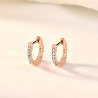 China TRENDY s925 sterling silver earring inlaid earrings stud earrings huggie circle geometric earrings for sale